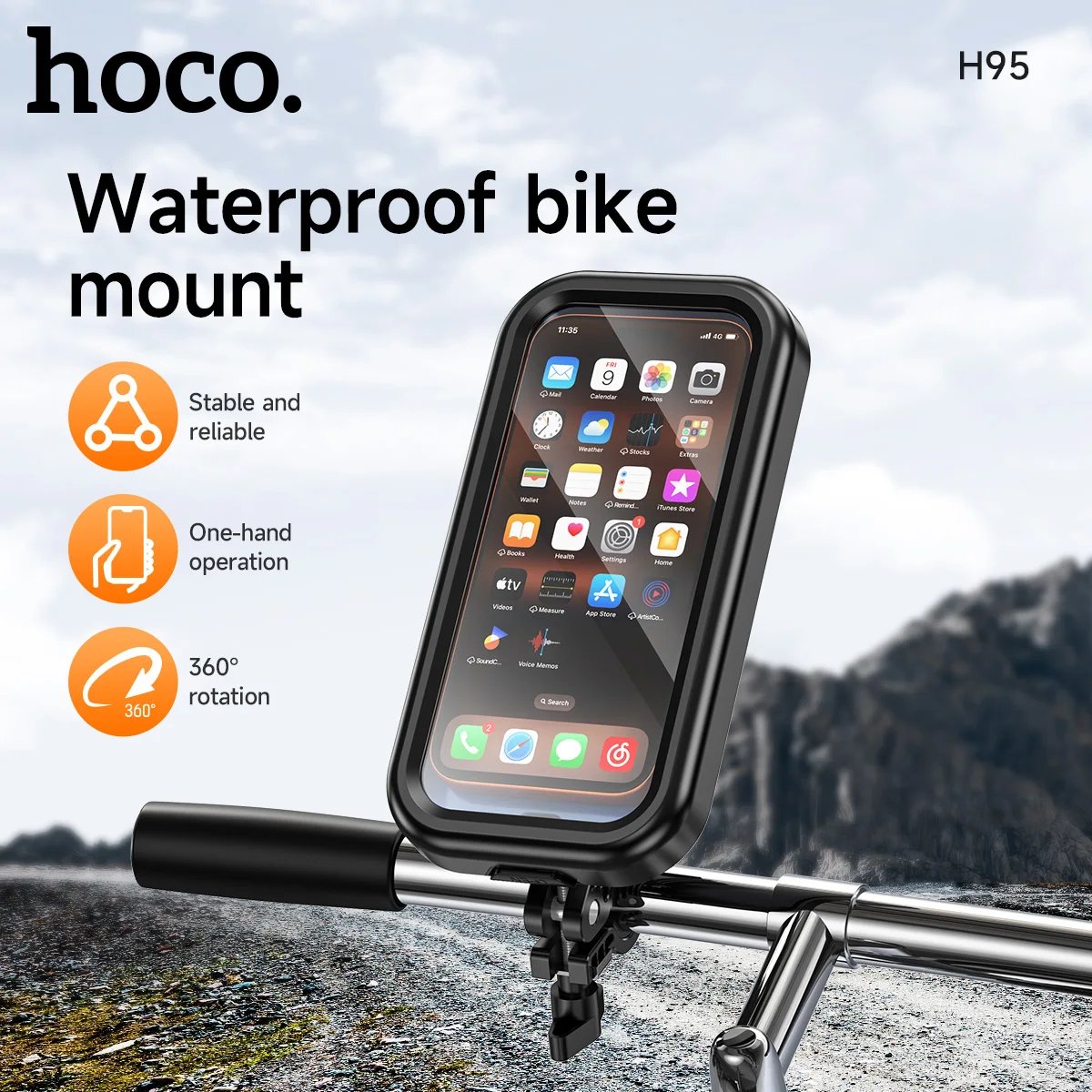 1 Hoco H95 Waterproof Touch Screen Riding Phone Holder
