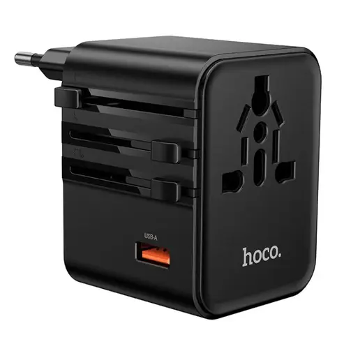 Hoco AC31 25W 3-Port Universal Travel Adapter – PD Fast Charging for 100–240V Worldwide