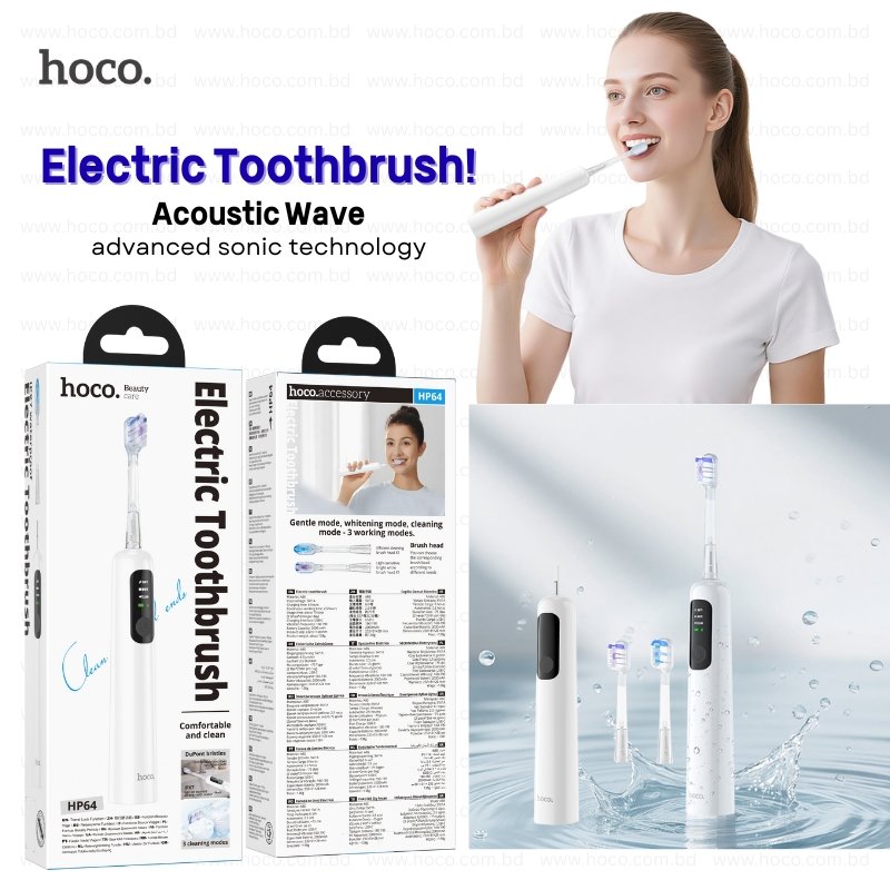 Electric Toothbrush Bangladesh | HP64 Acoustic Wave, IPX7, 3 Modes