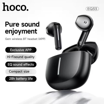 Hoco EQ33 Gem wireless earbuds in Black with charging case